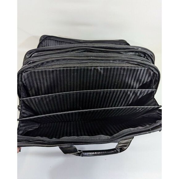 TUMI Alpha Expandable Large Leather Briefcase  Laptop Messenger Shoulder Bag - Picture 10 of 16